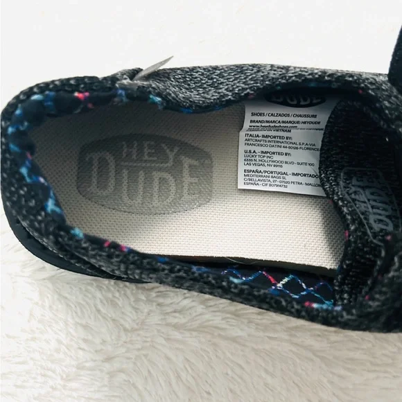 NWOB Hey Dude Wendy Sox Sz: 10 Black/Grey - Picture 6 of 9